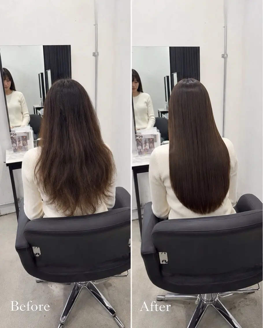 ロング カット 縮毛矯正 pia 薬院のヘアスタイル