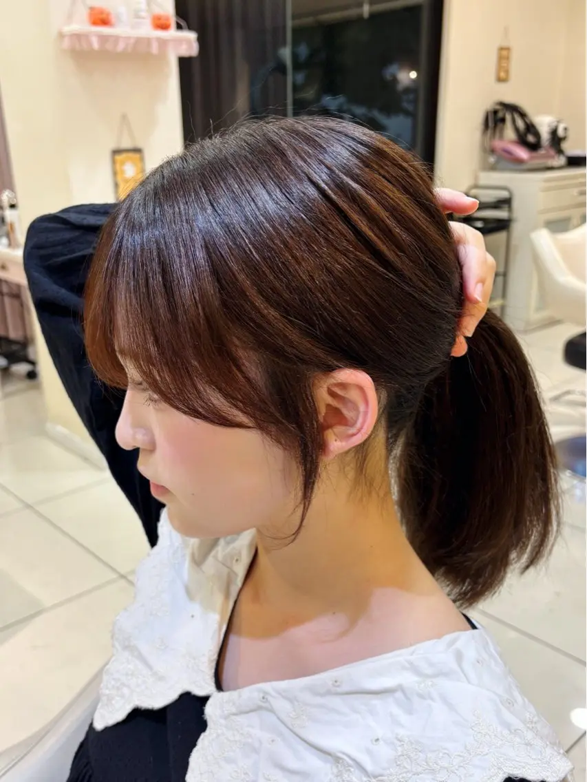 セミロング 顔周りカット 小顔カット カット 高橋 佑のヘアスタイル