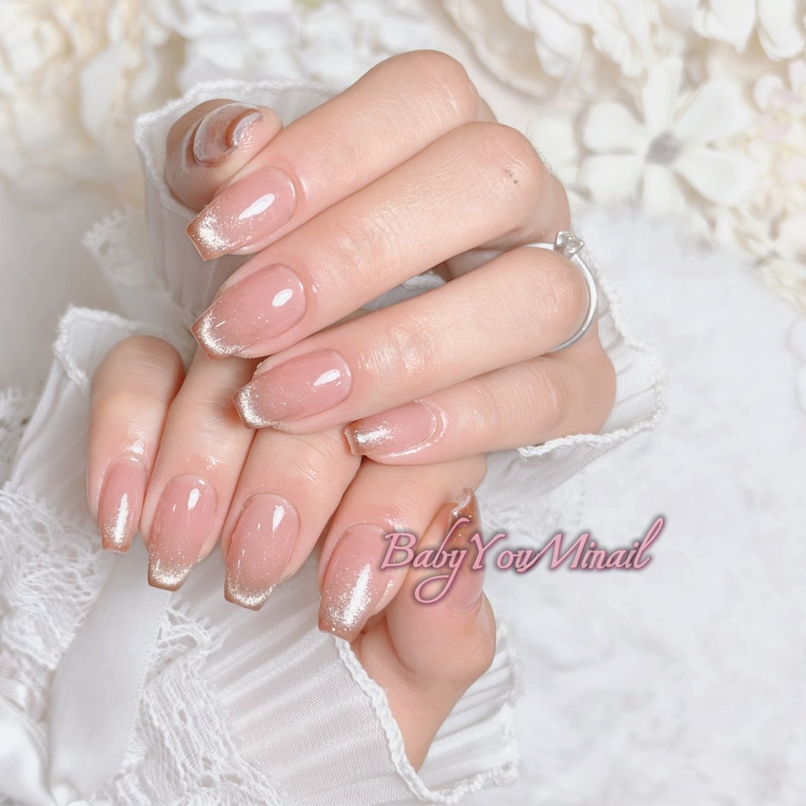 ネイル オーロラネイル チークネイル 成人式 フットネイル フレンチネイル ハンドネイル BabyYouMi nailのネイルデザイン