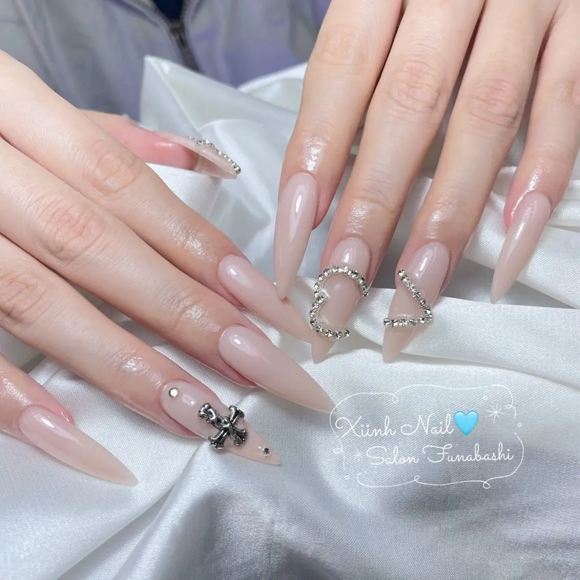 ネイル チークネイル 桜ネイル 長さ出し フットネイル ジェルネイル ハンドネイル XIINH NAIL SALONのネイルデザイン