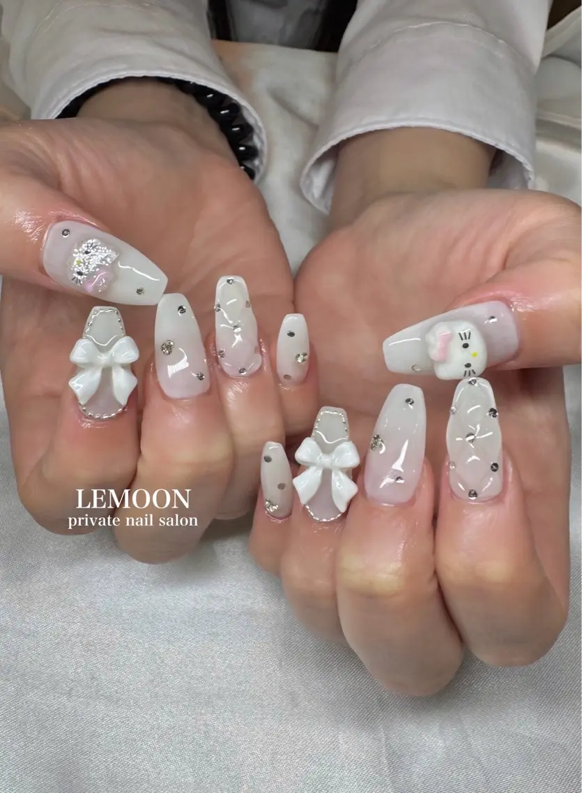ネイル リボン nail salon LEMOONのネイルデザイン