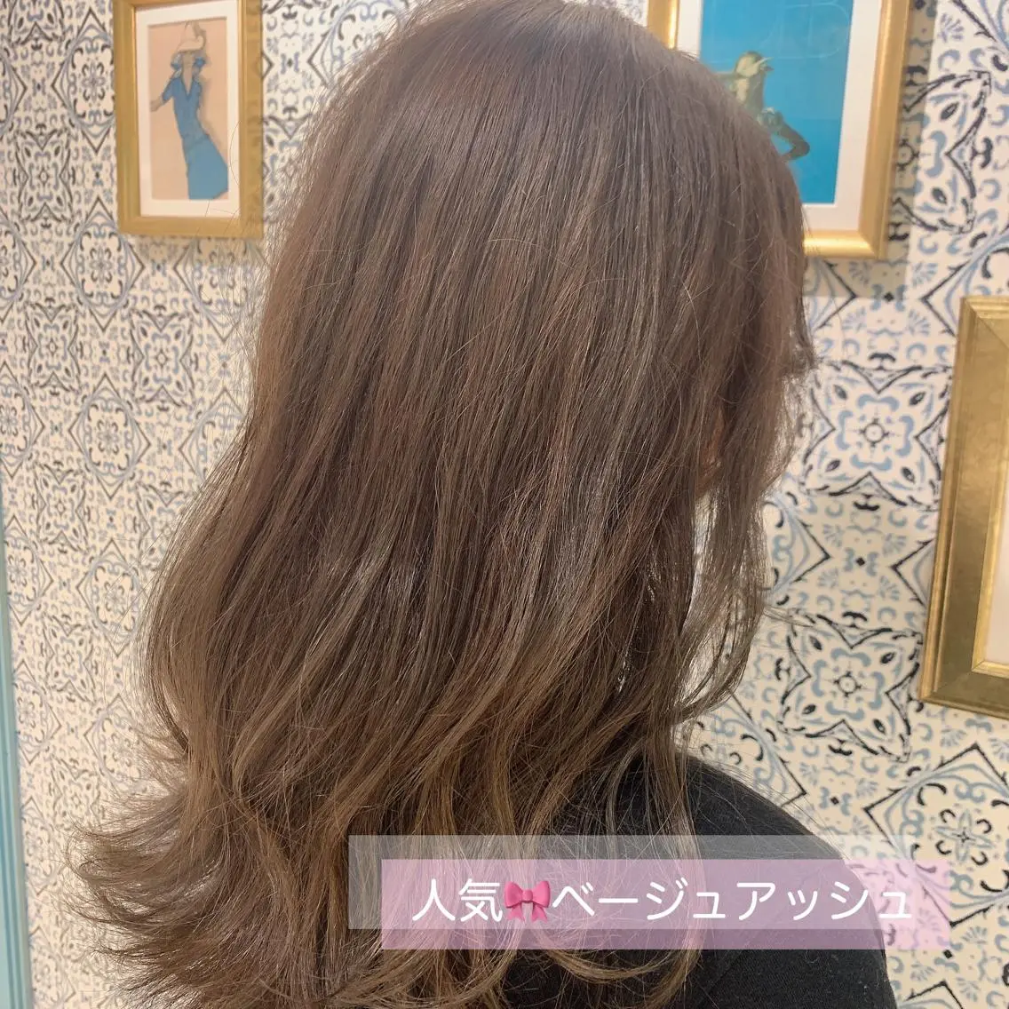ミディアム カラー アッシュ ベージュカラー 透明感カラー 韓国ヘア特化型美容師 カワノマイ🇰🇷のヘアスタイル