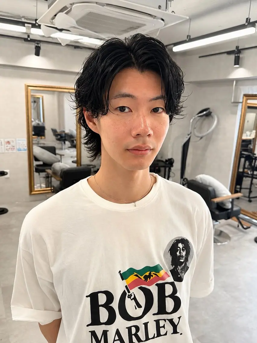 ミディアム パーマ カット パーマ 似合わせ 鈴木俊輔のヘアスタイル