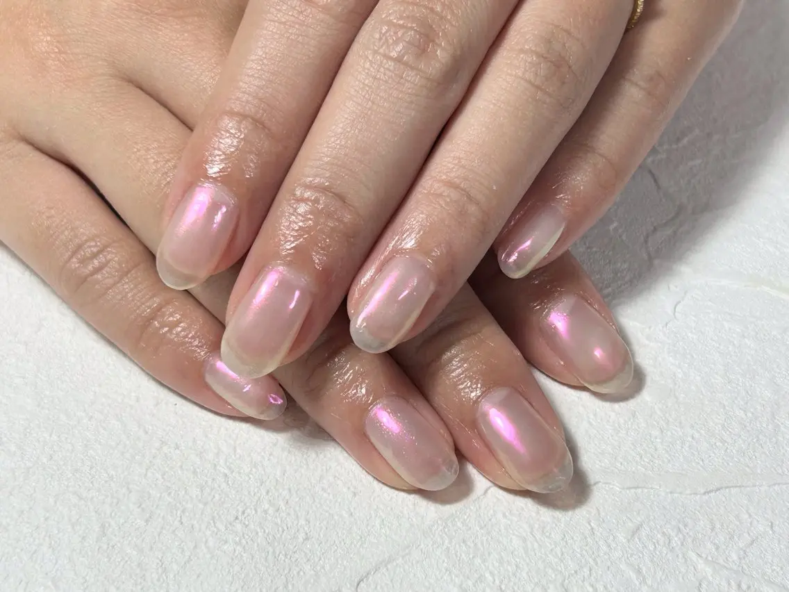 ネイル オーロラネイル ジェルネイル メンズネイル ミラーネイル パラジェル ハンドネイル mogunail &blowのネイルデザイン