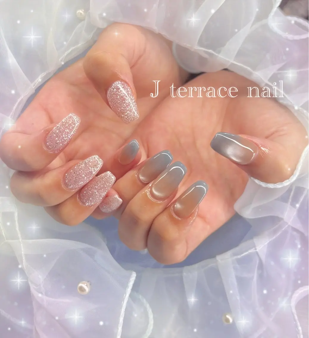 ネイル ハート 持ち込み リボン ストーンネイル J terrace Nailのネイルデザイン