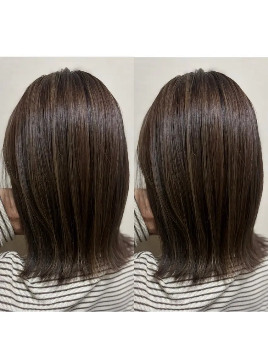 ミディアム カラー 切っぱなし💇‍♀️ イヤリング🎨龍之介のヘアスタイル