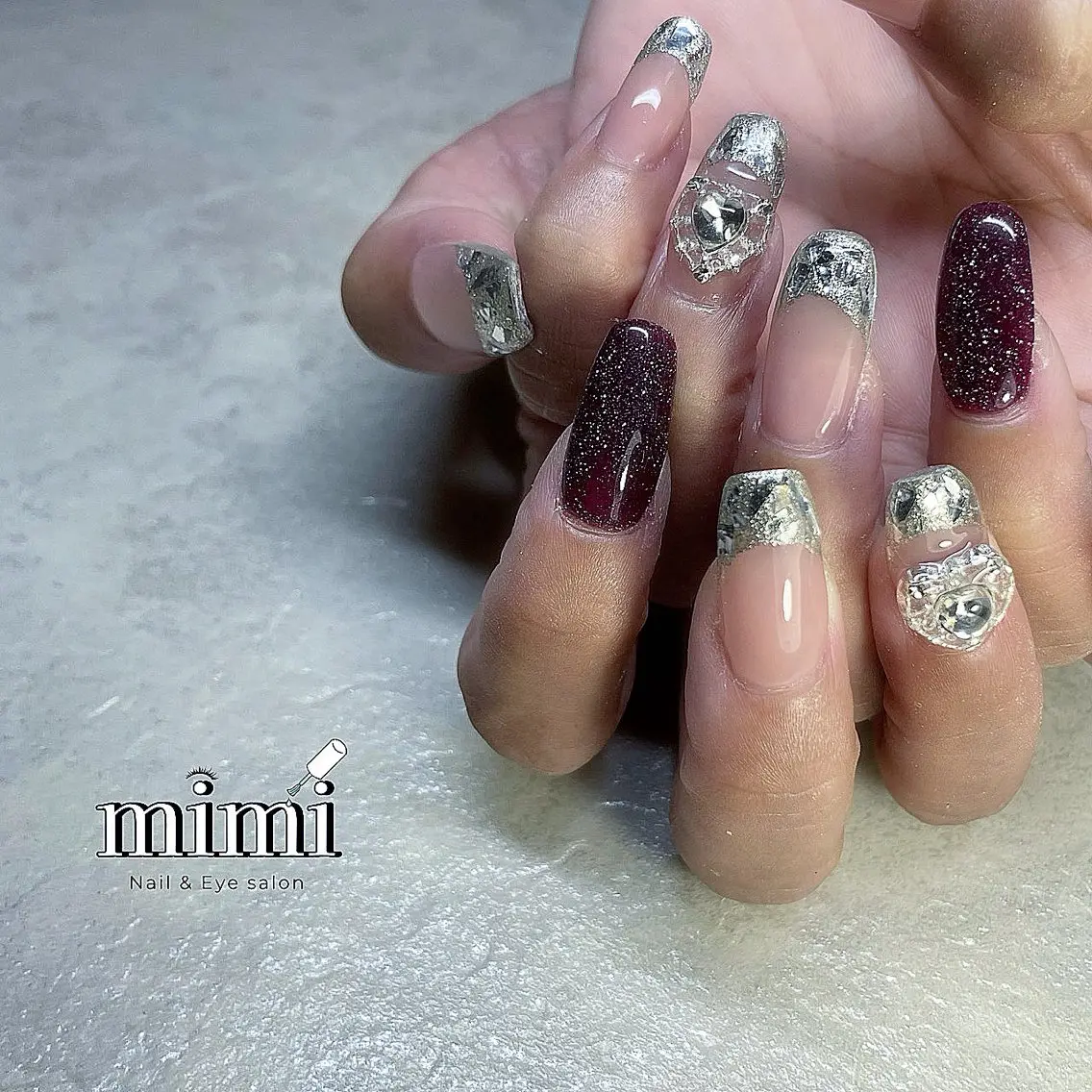 ネイル フラッシュネイル フレンチネイル ガラスフレンチ ハート 持ち込み Ruru nailのネイルデザイン