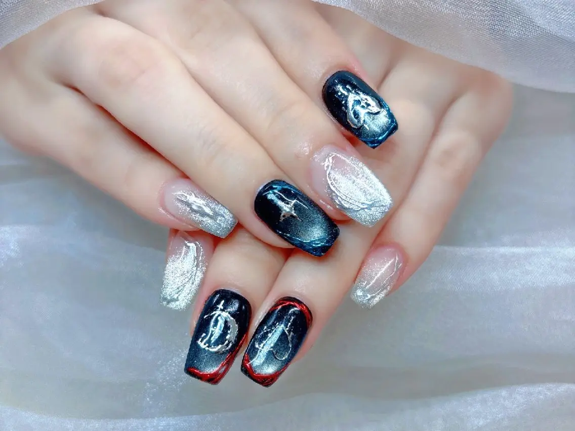 ネイル チークネイル 成人式 長さ出し フラッシュネイル フレンチネイル Chouette Nailのネイルデザイン