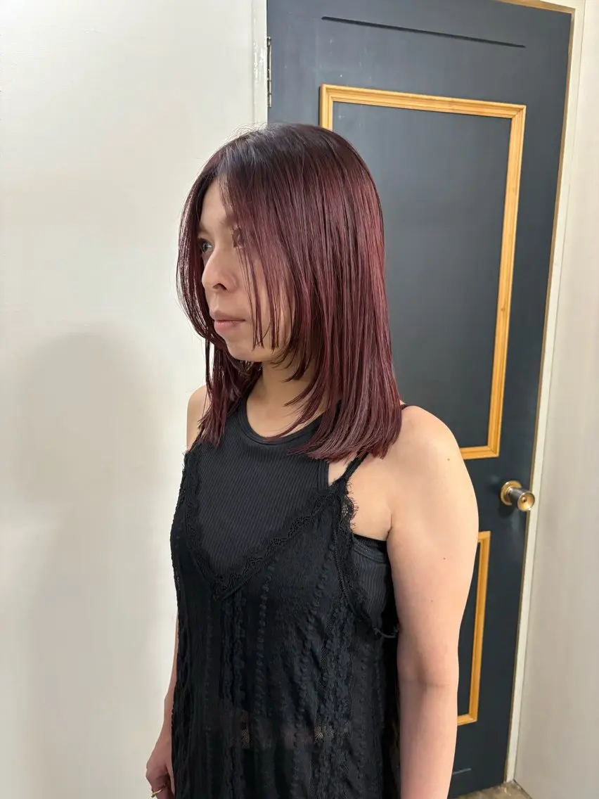 セミロング カラー ブリーチ ピンクカラー バイオレットカラー カット ヘアカラー トリートメント takada kohのヘアスタイル