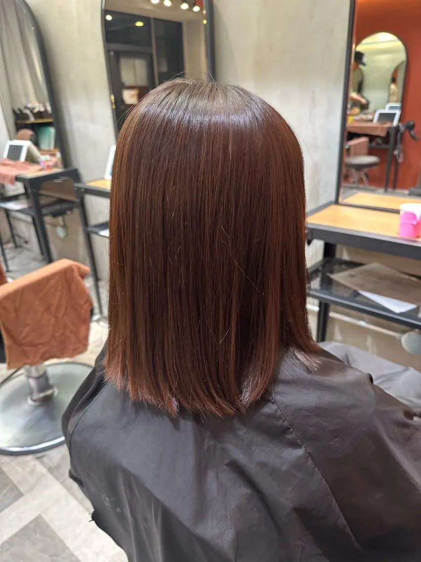 ミディアム カラー カット ヘアカラー 西浦慎二 /艶カラー/髪質改善のヘアスタイル