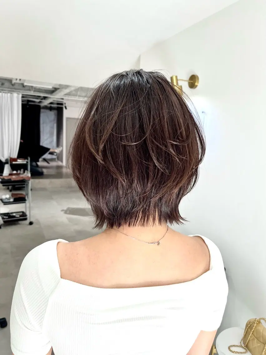ショート カラー ボブレイヤー ボブ 髪質改善 レイヤーカット カット ヘアカラー トリートメント I's hair 心斎橋のヘアスタイル