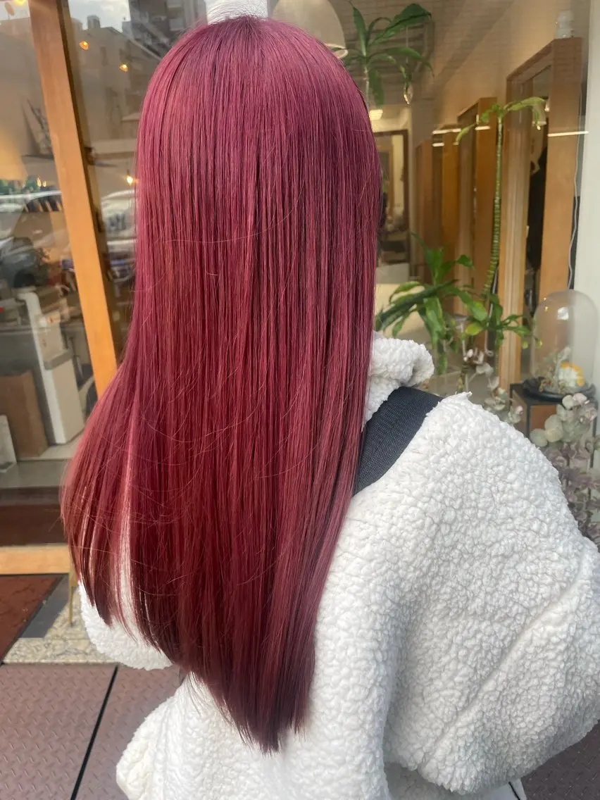 ロング カラー ブリーチ ピンクカラー 福田千尋/インナー カラー/縮毛矯正のヘアスタイル