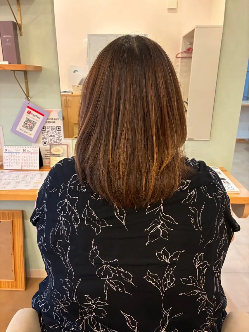 ミディアム Parc 三沢市 momokaのヘアスタイル