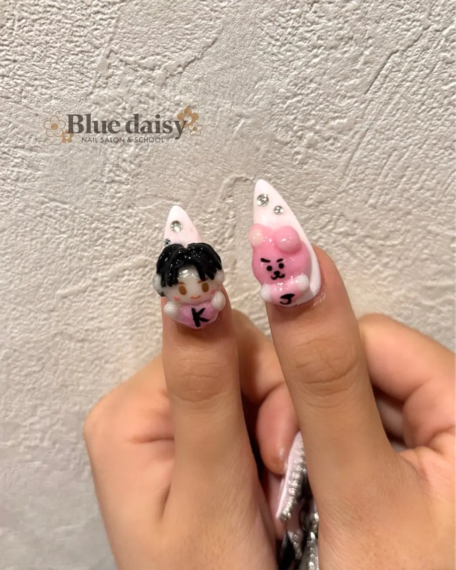 ネイル 韓国ネイル ハンドネイル Blue daisy 栄本店のネイルデザイン