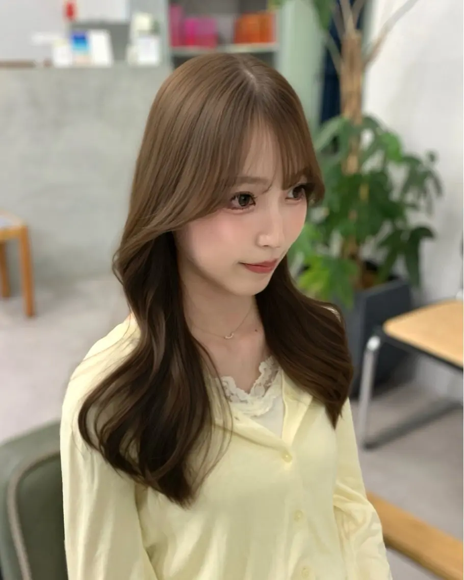 ロング カット ヘアカラー トリートメント 🎀韓国風顔周り× 透明感/梅田/アリサのヘアスタイル