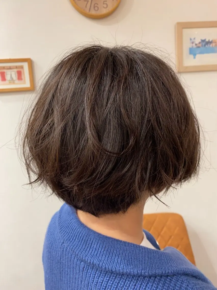 ショート パーマ 【似合わせカット 】🦋岩崎 美保🐾のヘアスタイル