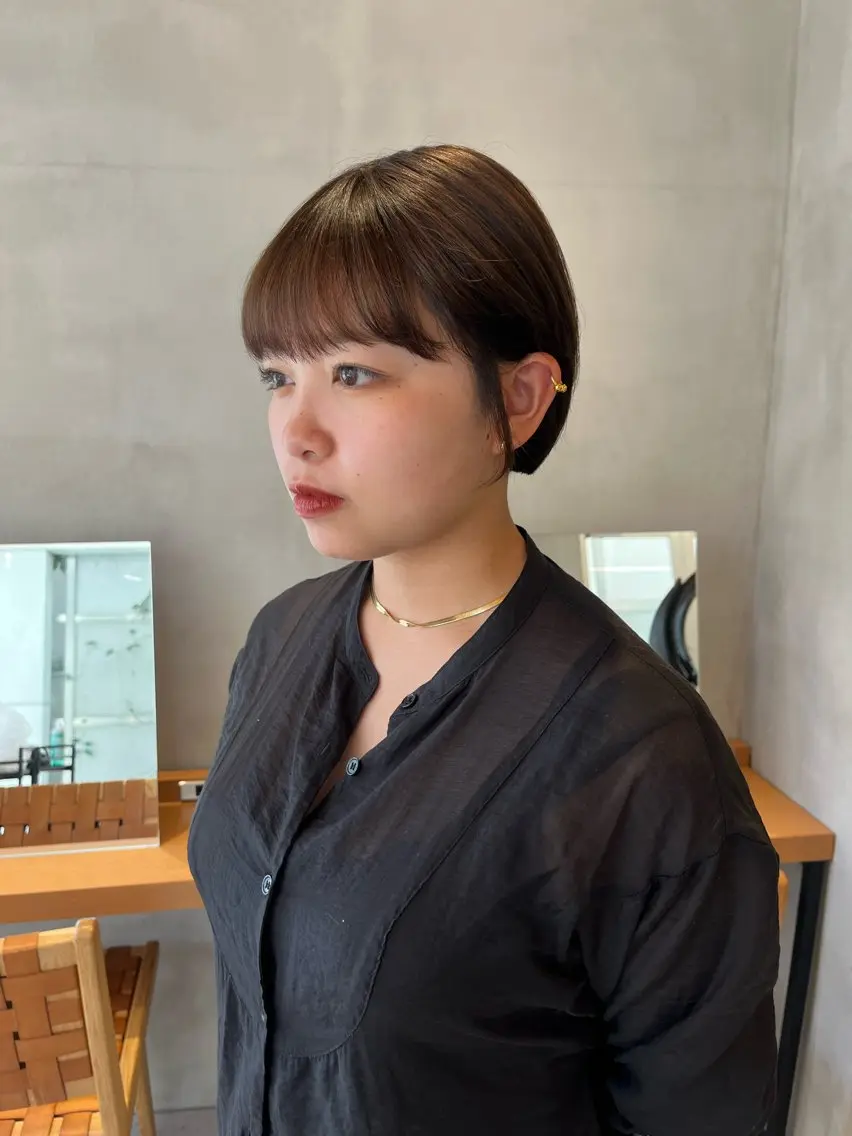 ショート 縮毛矯正ボブ&顔まわ レイヤー♡TOMOEのヘアスタイル
