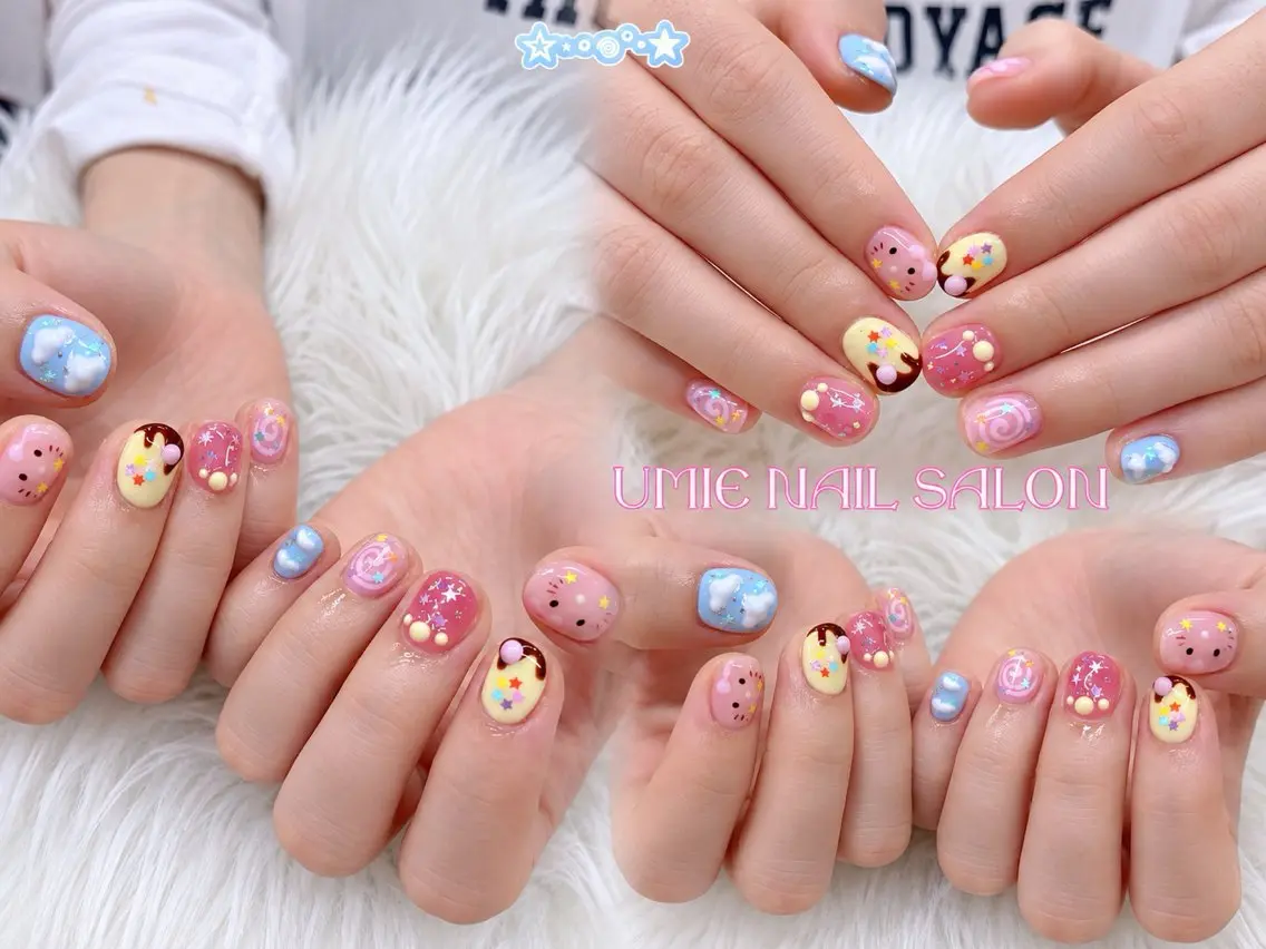 ネイル フットネイル フレンチネイル ジェルネイル ガラスフレンチ マグネットネイル ハンドネイル UMIE NAIL SALONのネイルデザイン
