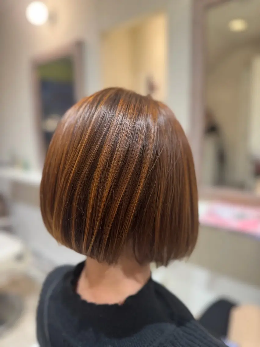 ショート ボブ 縮毛矯正 カット 縮毛矯正 トリートメント NICCOLO室見 Erinaのヘアスタイル