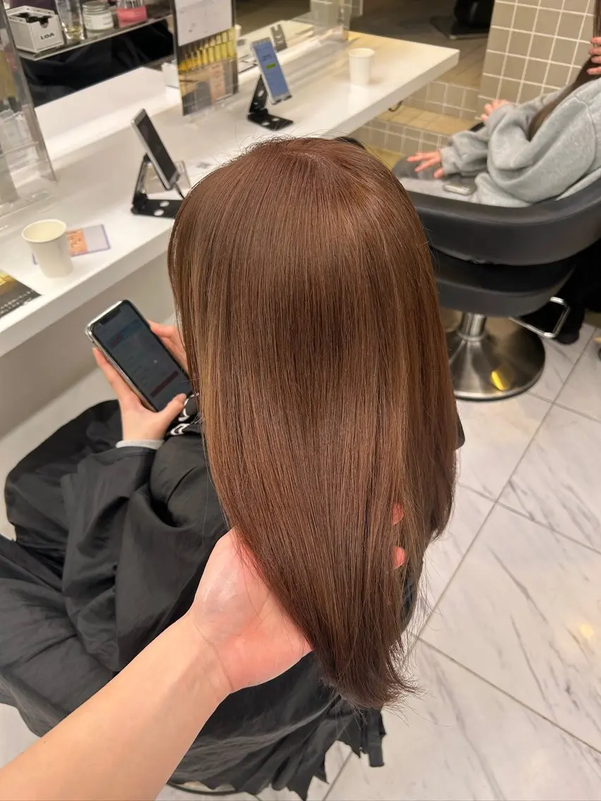 ロング カラー カット ヘアカラー トリートメント ヘッドスパ ヘアセット 🥯縮毛/レイヤー/ ベージュヘア🥯のヘアスタイル