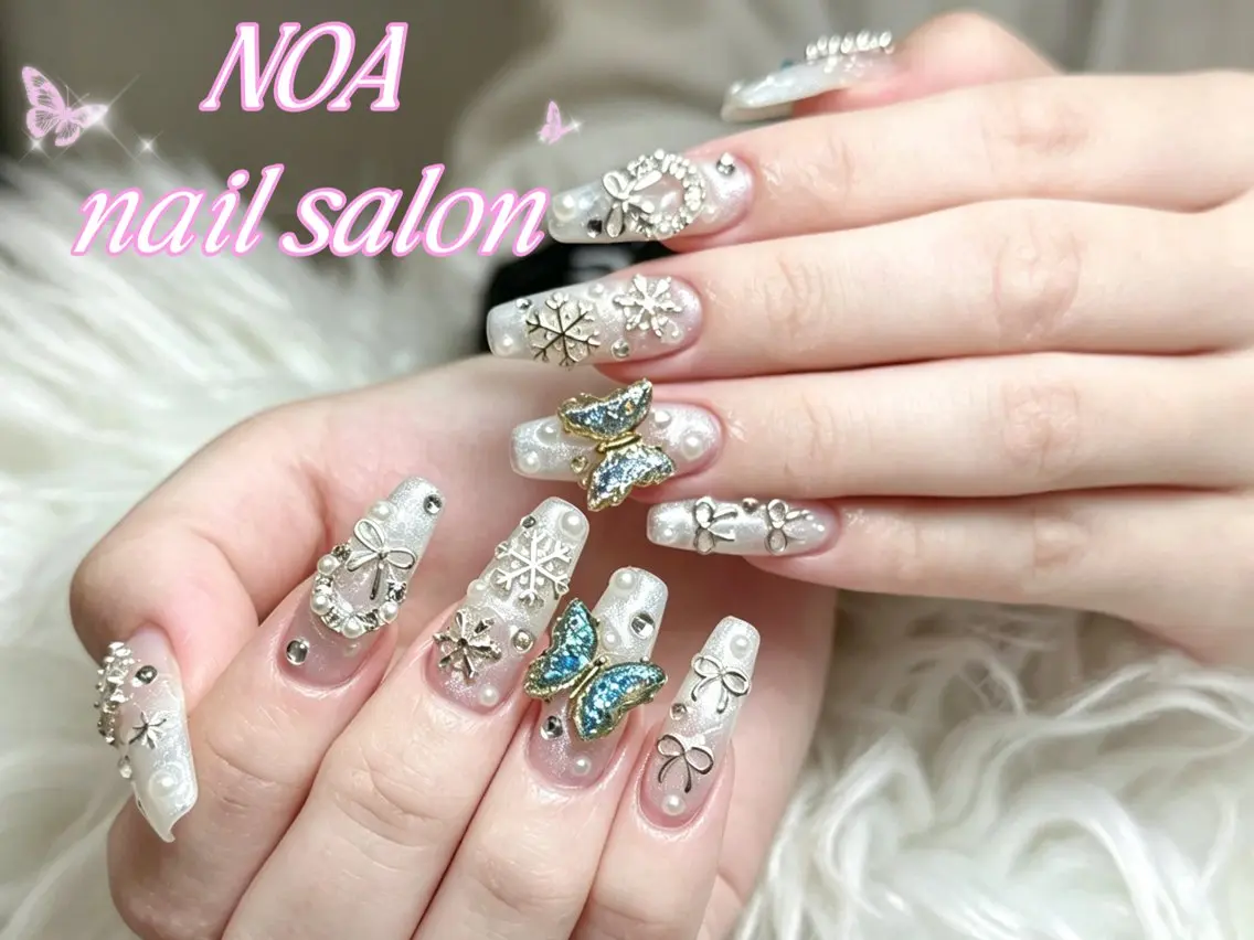 ロング 韓国風ヘア ハンドネイル Noa Nail みつきのネイルデザイン