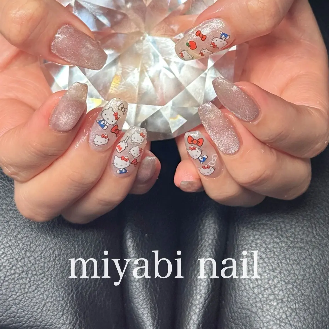 ネイル ブラウン ラメ(グリッター) マグネットネイル 持ち込み ピンク ハンドネイル miyabi nail 桂川駅近くのネイルデザイン