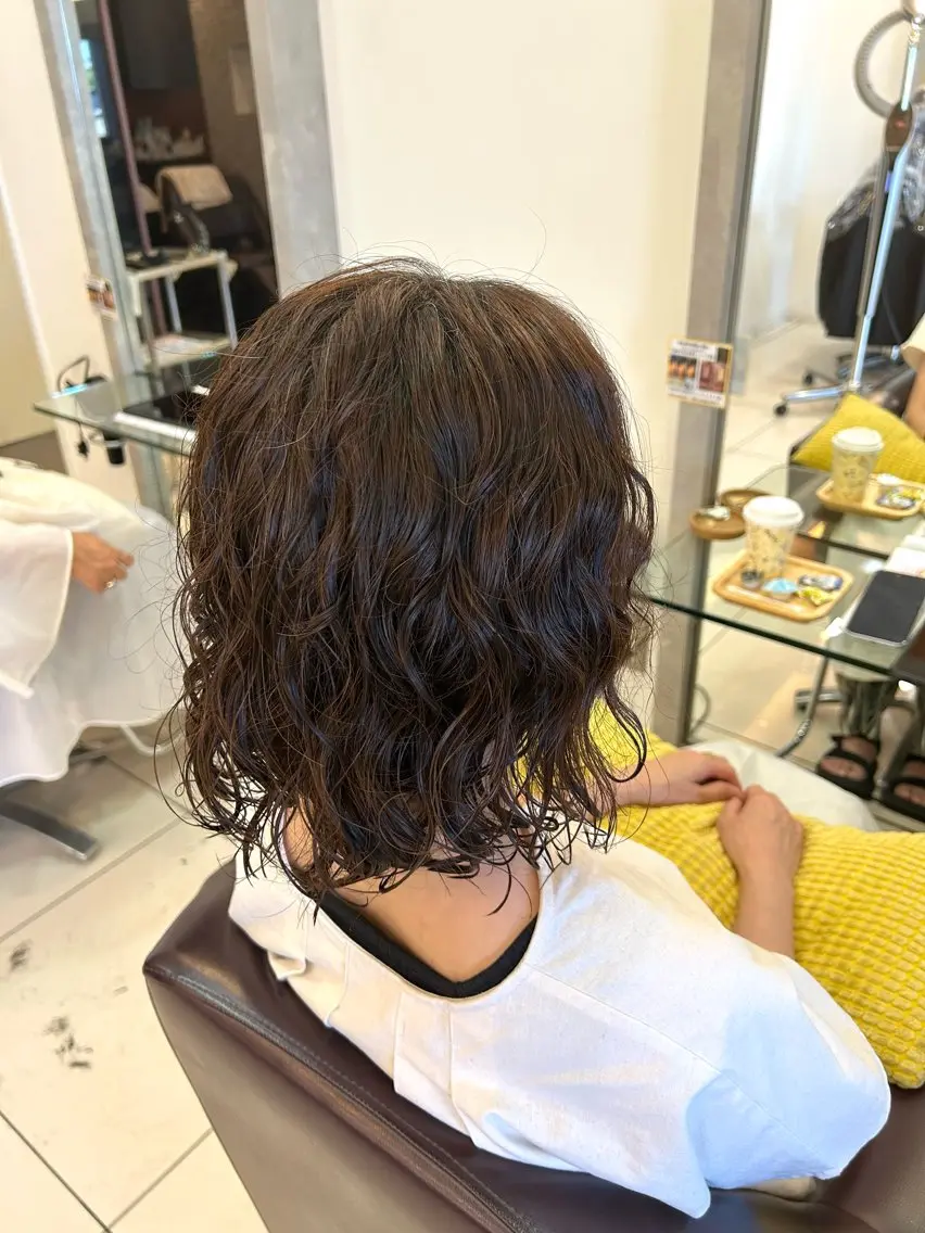 ミディアム パーマ ミディアムパーマ ボブ カット パーマ トップスタイリスト 林すずかのヘアスタイル