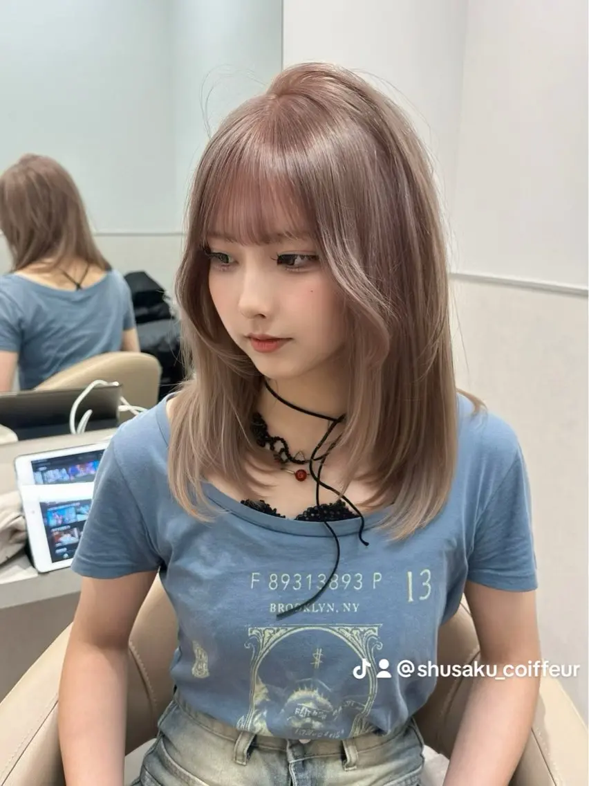 ミディアム カラー カット ヘアカラー トリートメント ブリーチなしトレンド SHUSAKUのヘアスタイル