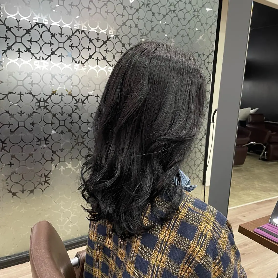 ロング カラー アッシュ アッシュブラック 黒髪 オレンジ たなか りなのヘアスタイル