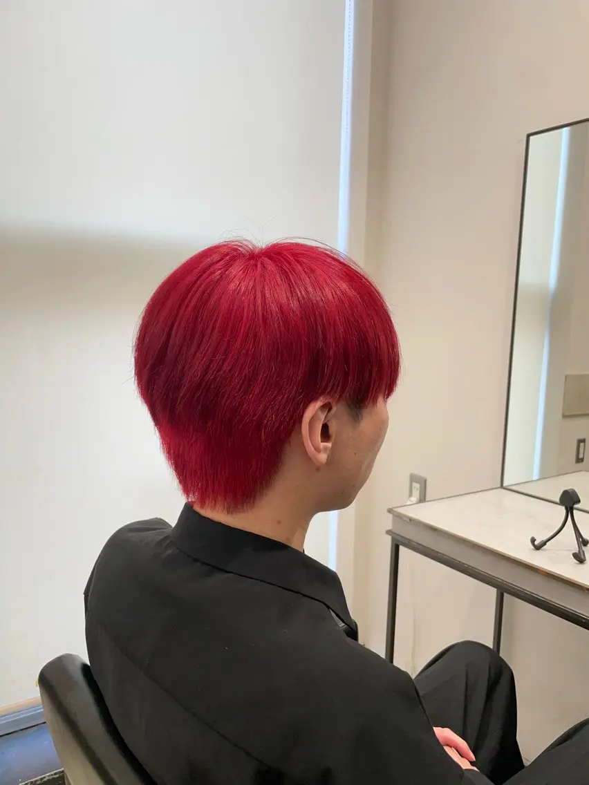 ショート カラー メンズ メンズブリーチ ブリーチ レッドカラー カット ヘアカラー メンズ特化🔥 金子直斗のヘアスタイル