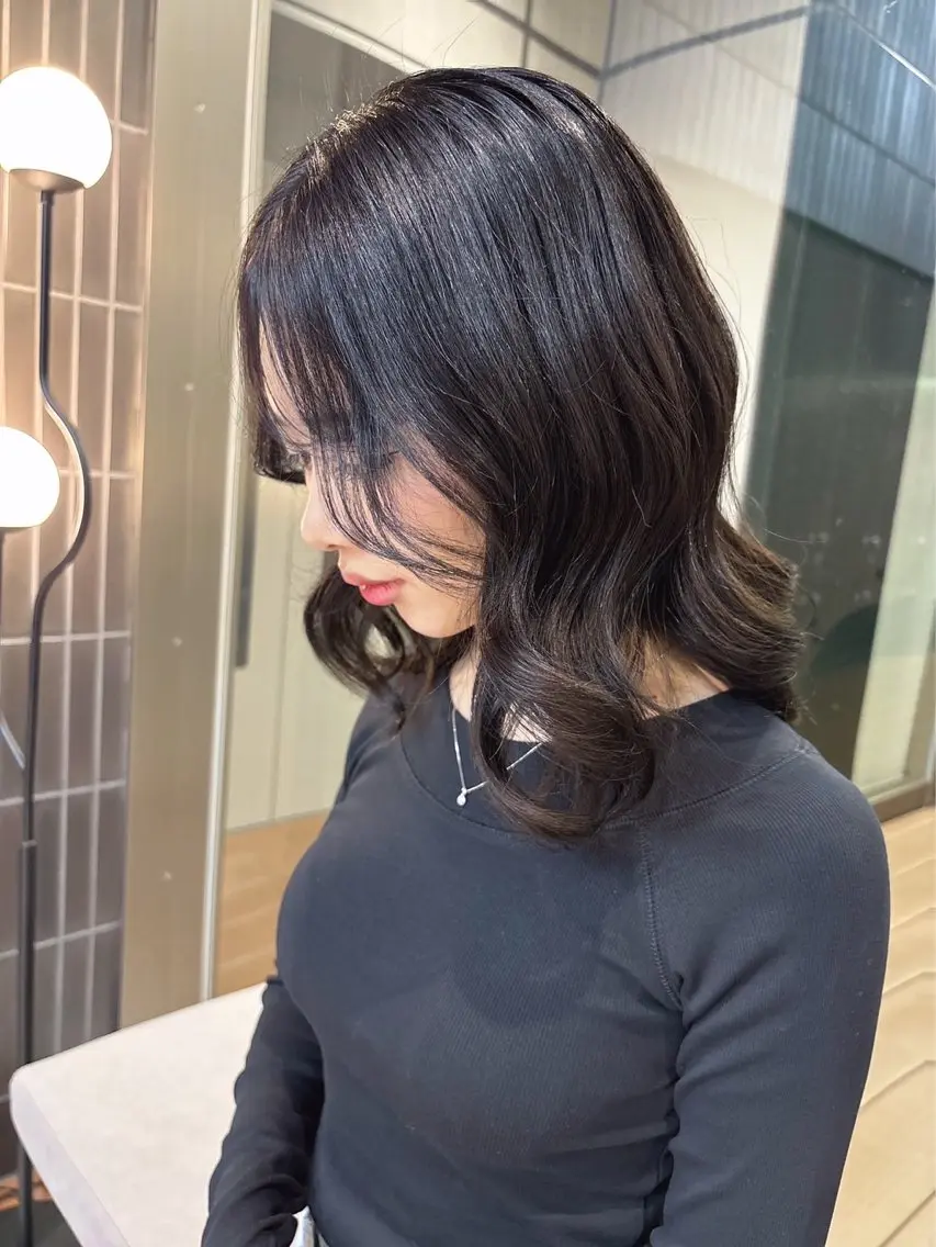 ミディアム カラー ブラウンカラー 透明感カラー ダークブラウン メンズパーマ特化 sayoのヘアスタイル