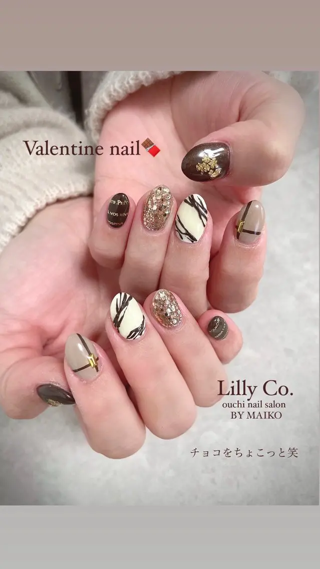 ネイル バレンタイン ハンドネイル ハンドケア Lilly Co.のネイルデザイン