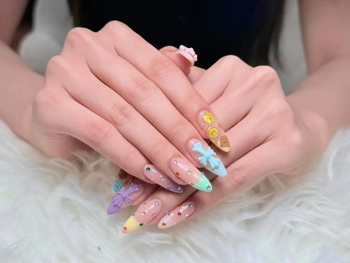 ネイル フレンチネイル 韓国ネイル 水色 マグネットネイル ニュアンスネイル ハンドネイル Hana Rose Nailのネイルデザイン