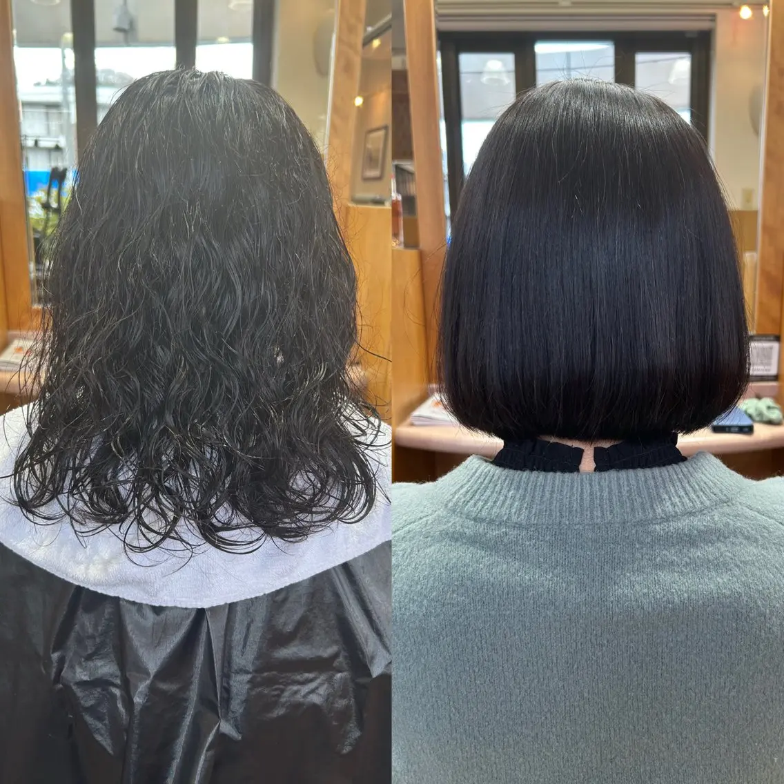 ショート パーマ ボブ くせ毛 カット 縮毛矯正 shiori🎀 / 透明感カラーのヘアスタイル