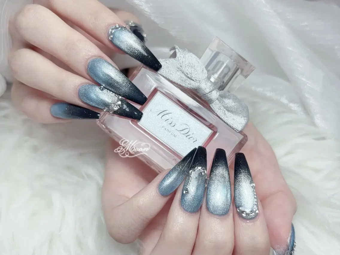 ネイル 成人式 大理石ネイル(マーブル) リボン 夏ネイル ネイルチップ ハンドネイル MoMoA Nail ネイル長さ出し専門店のネイルデザイン