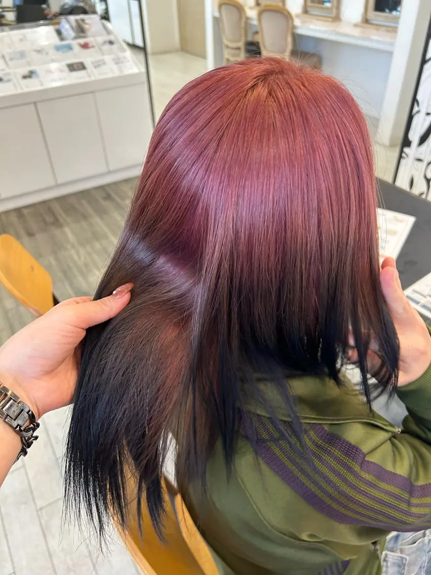 カラー デザインカラー ネイビーカラー ピンクカラー ヘアカラー ♡BIANCA前橋 /金山 理子♡のヘアスタイル