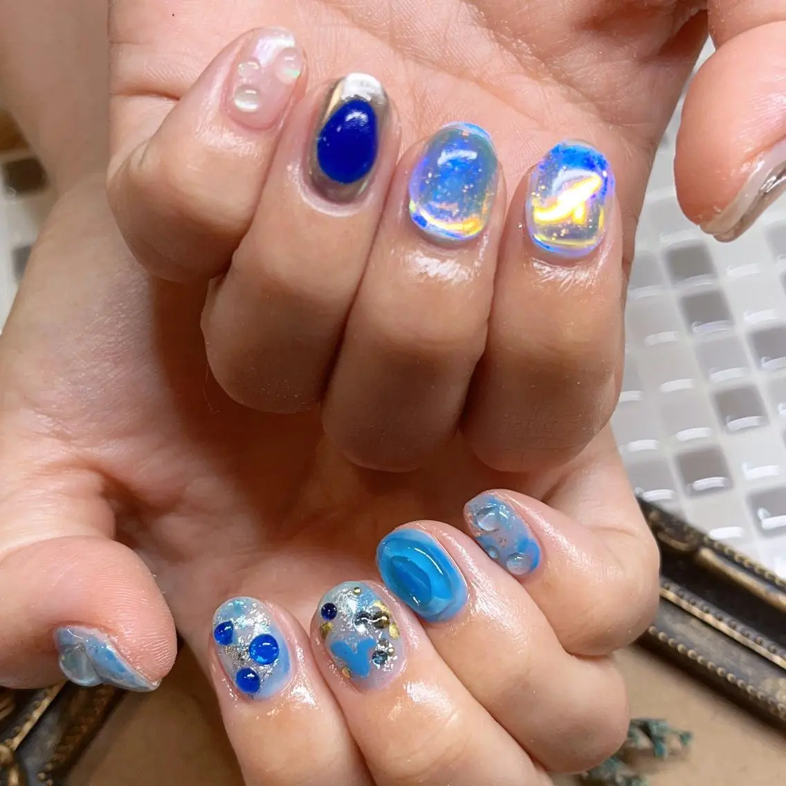 ネイル ブルー nailist yuiのネイルデザイン