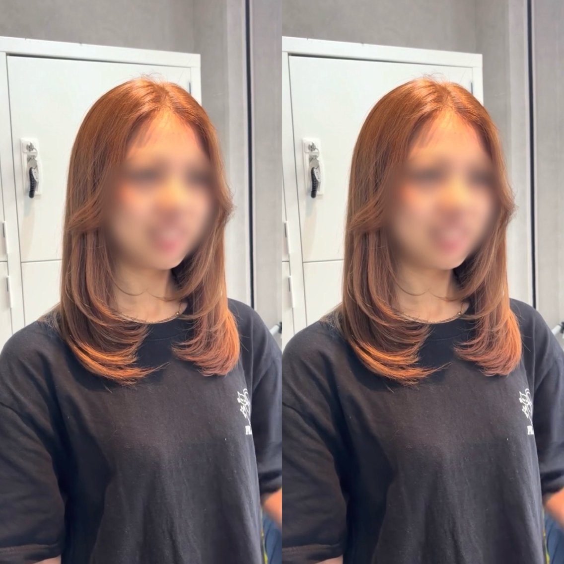 セミロング カラー ブラウンカラー オレンジ オレンジブラウン レイヤーカット モデル様募集中🍒 りおのヘアスタイル