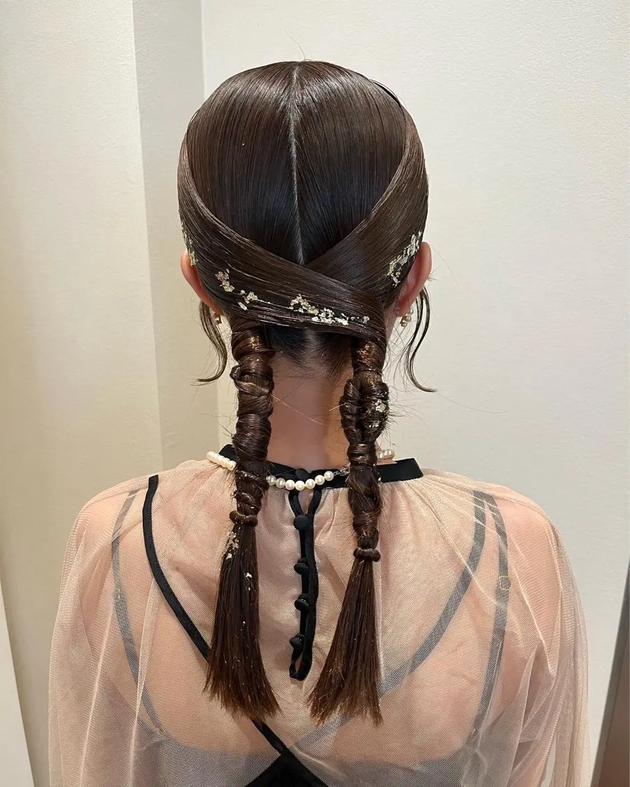 セミロング ヘアアレンジ ヘアセット サソウ ユリエ🥥のヘアスタイル
