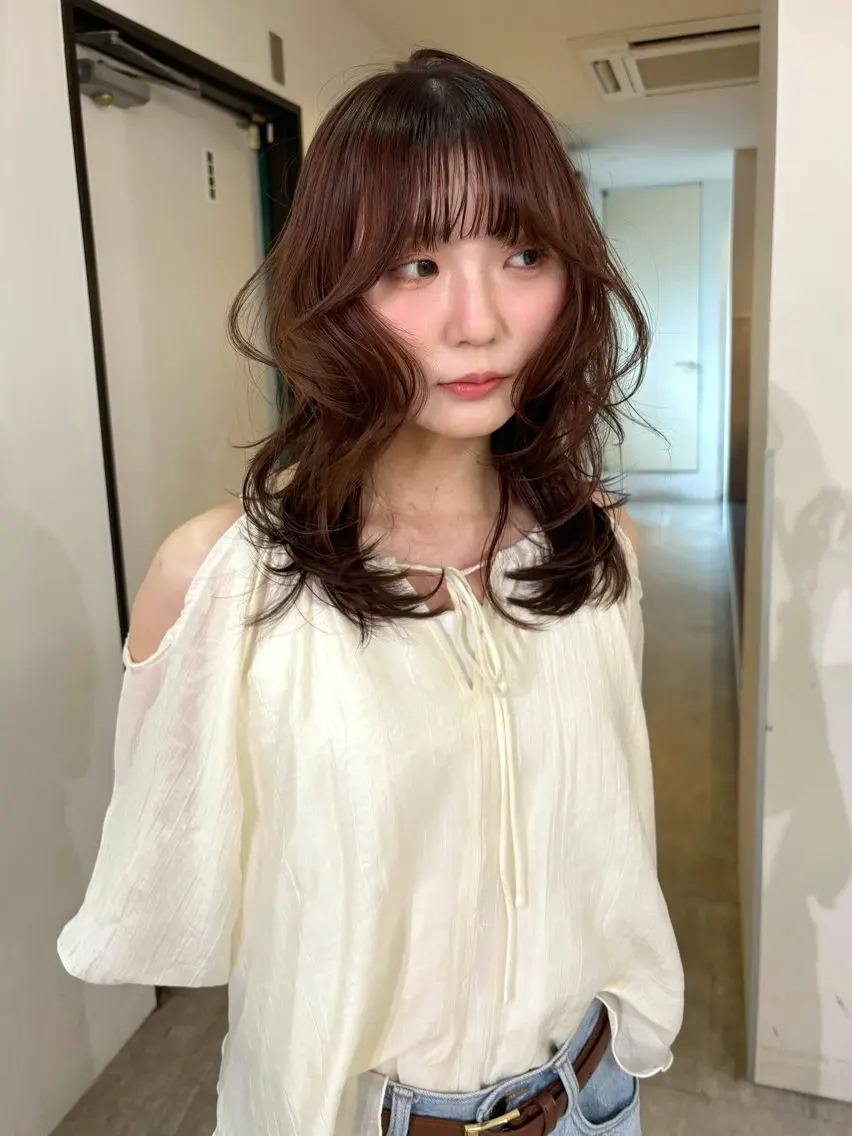 ミディアム カラー カット ヘアカラー mizuki/ピンク ベージュ.レイヤーのヘアスタイル