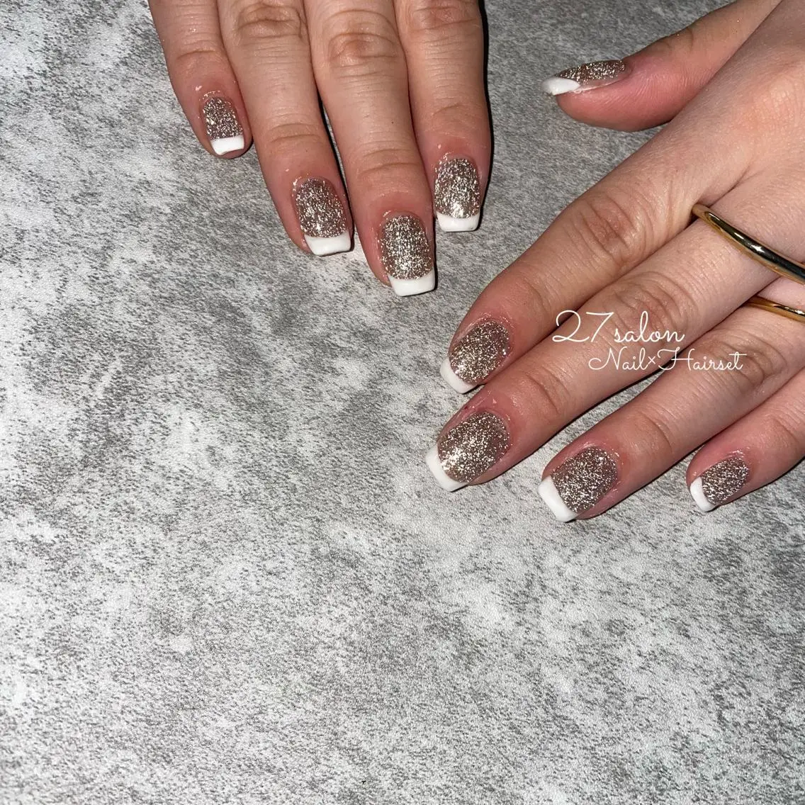 ネイル フラッシュネイル フレンチネイル 27salon yuinaのネイルデザイン