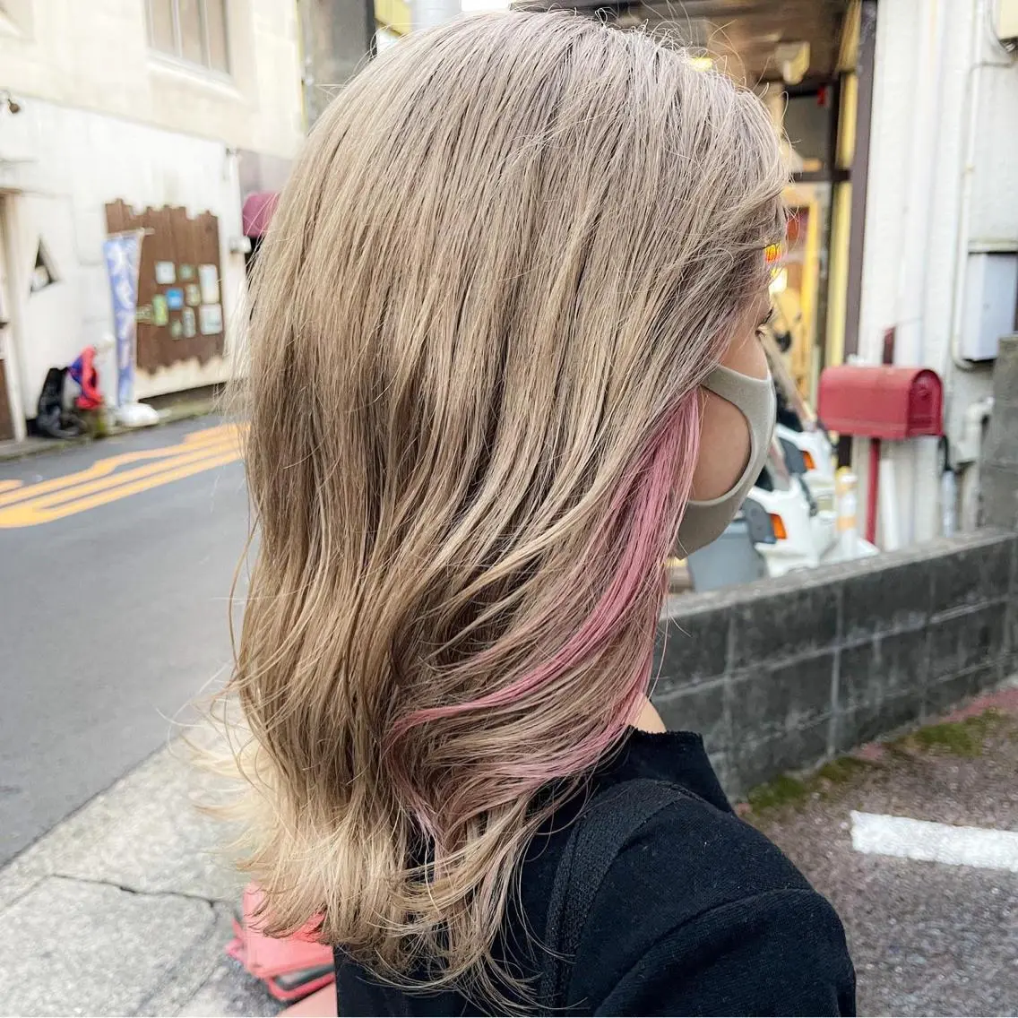 ミディアム カラー ベージュカラー ブリーチ ケアブリーチ ダブルカラー インナーカラー OAK溝の口 𖠋SHINYAのヘアスタイル