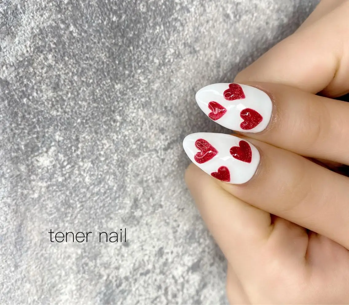 ネイル ハート ぷっくりネイル テネルネイル tener nailのネイルデザイン