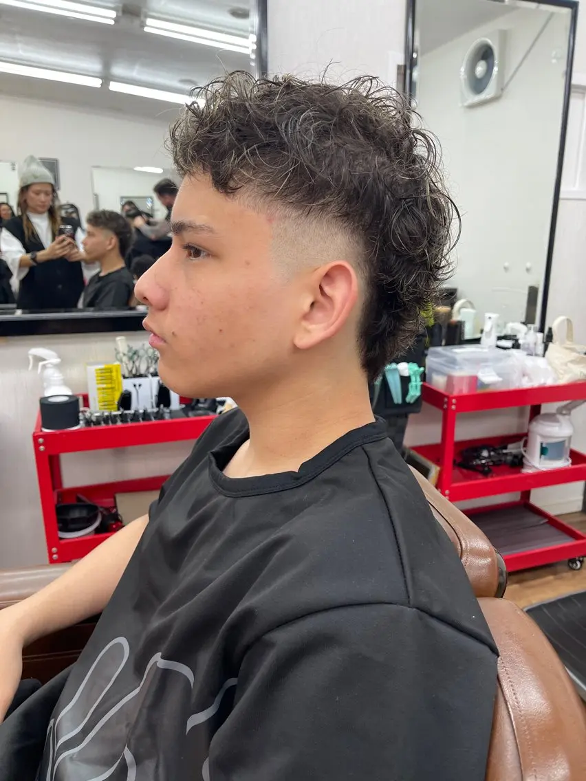 メンズ マレットヘア カット 女性理容師 黒岩　さちのヘアスタイル