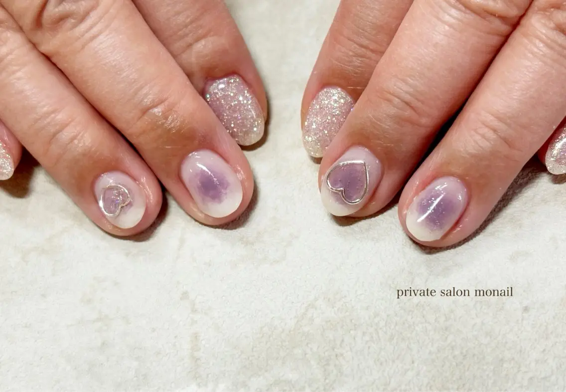 ネイル チークネイル ハート nail salon monailのネイルデザイン