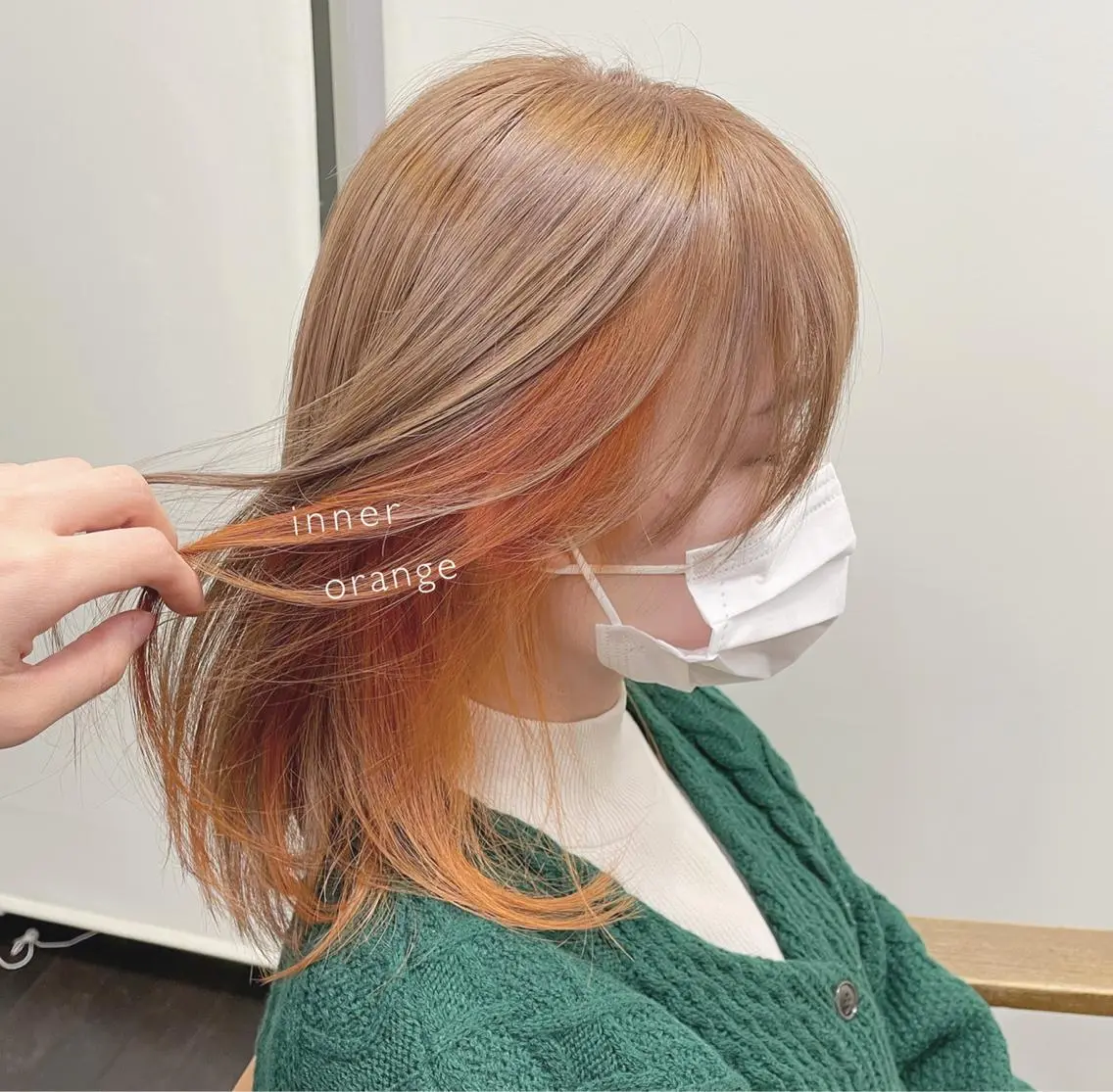 カラー ベージュカラー ハイトーンカラー オレンジ 🫧BUBBLES 新所沢　かとうゆきのヘアスタイル