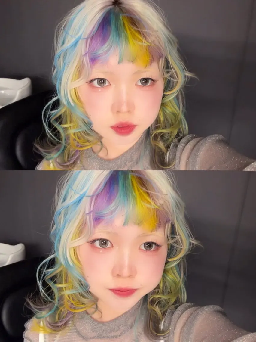 ミディアム カラー デザインカラー ユニコーンカラー ヘアカラー 名古屋／デザイン／ ブリーチ/松井亮磨のヘアスタイル