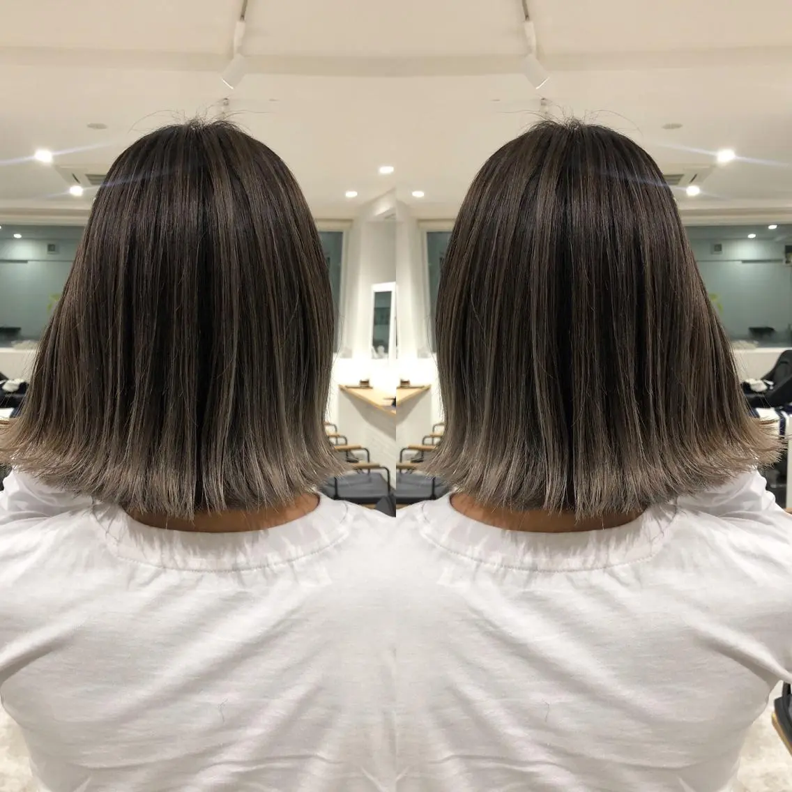 ショート カラー バレイヤージュ グレージュ レイヤーカット ヘアカラー JILBLAN京都 ショート/ハイライトのヘアスタイル