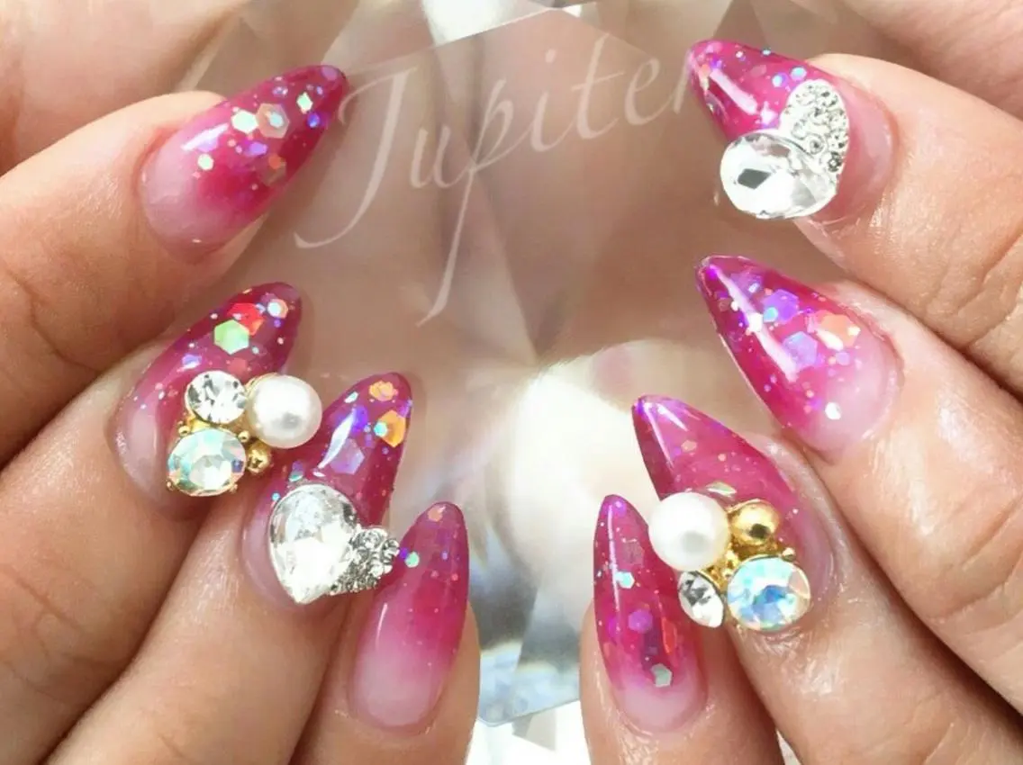 ネイル グラデーション ピンク スカルプネイル Jupiter .のネイルデザイン