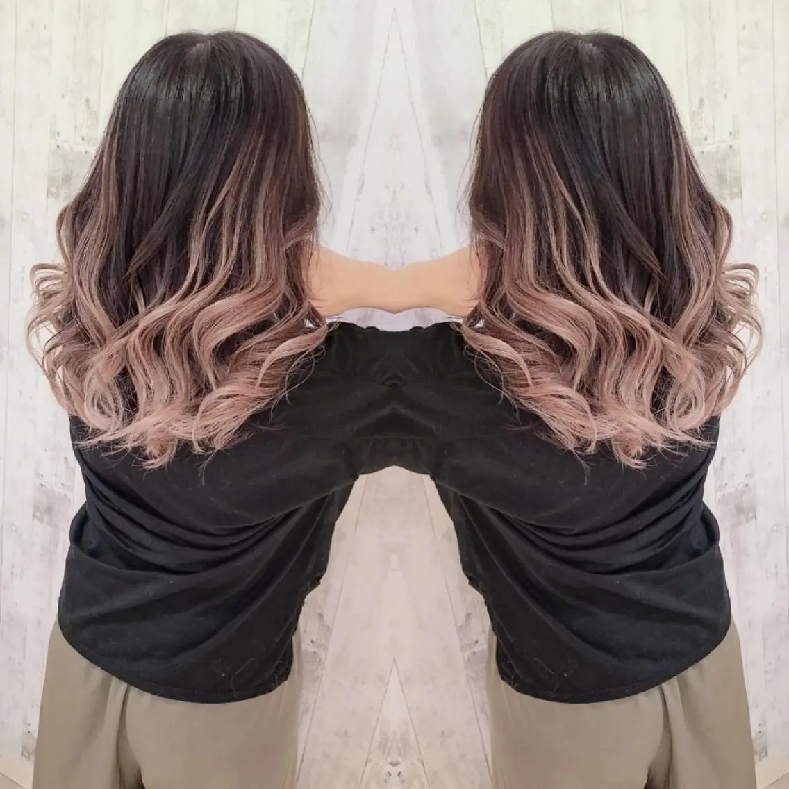 セミロング カラー バレイヤージュ ベージュカラー ブリーチ グレージュ ホワイトベージュ バレイヤージュ/ ハイライト/大内格のヘアスタイル